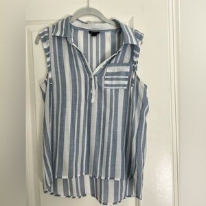 Theory sleeveless button up striped top